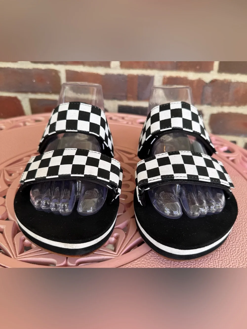 Vans Cayucus Checkerboard Double-Strap Sandals - Black & White Women’s Size 9.5
